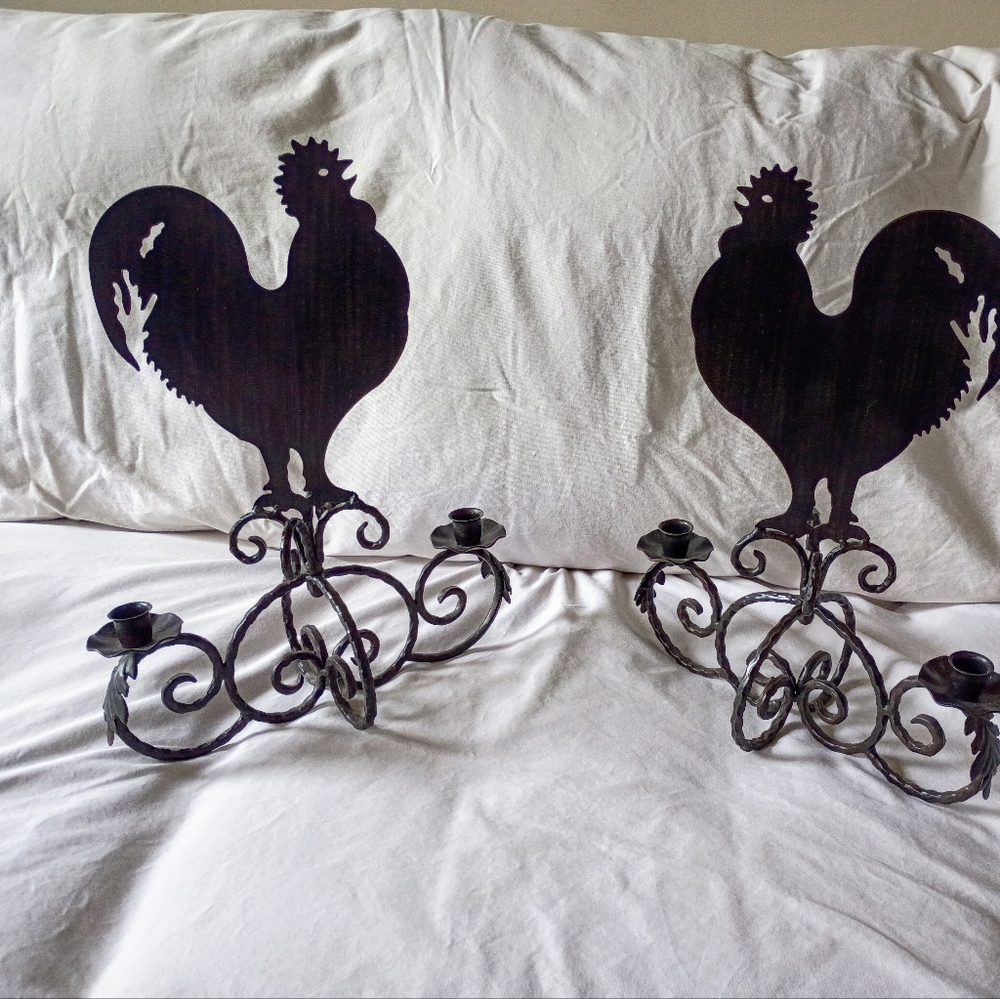 Southern Living Black Rooster Candle Holders